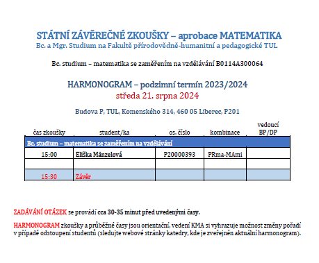 SZZ MA harmonogram podzim 2024