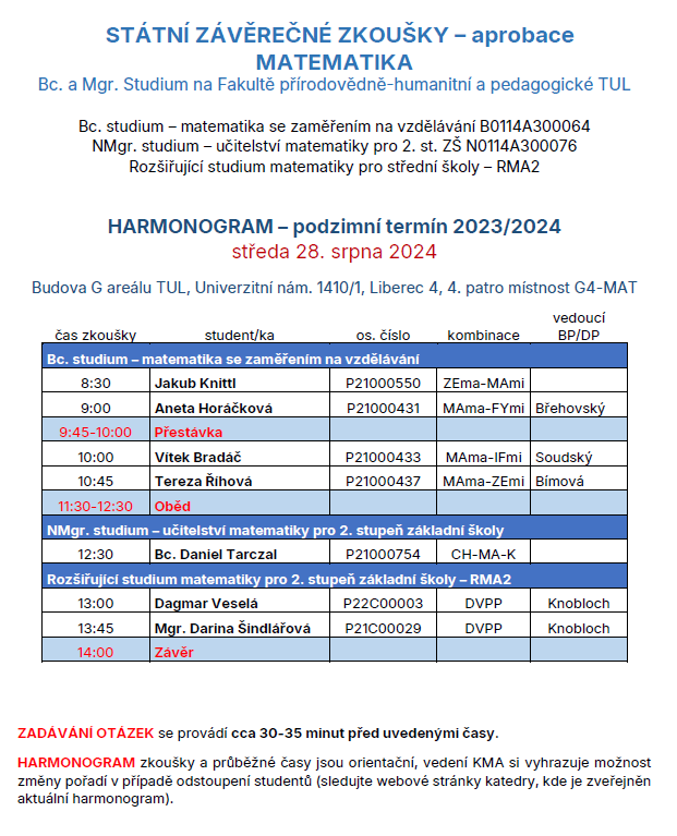 SZZ MA harmonogram podzim 2024